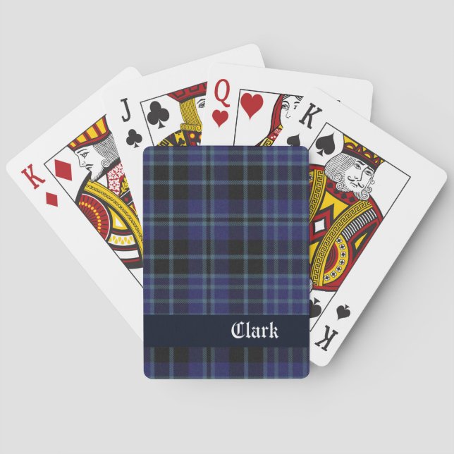 Blue Clark Scottish Plaid Playing Cards (Back)