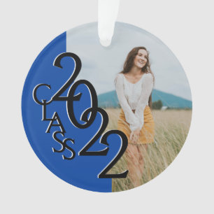 Blue Class 2022 Graduation Photo Ornament