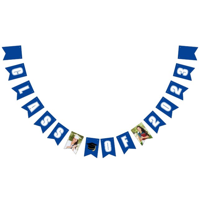 Blue Class of 2023 Graduate Photo Graduation Party Bunting (All)