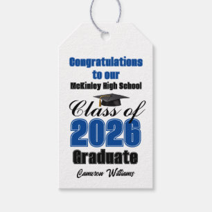 Blue Class of 2026 Graduation Party Custom Gift Tags
