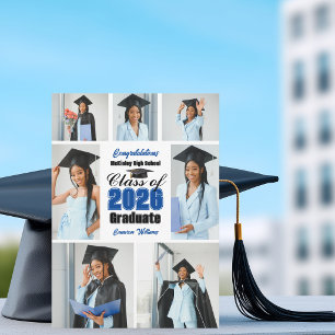 Blue Class of 2026 Graduation Photo Collage Announcement