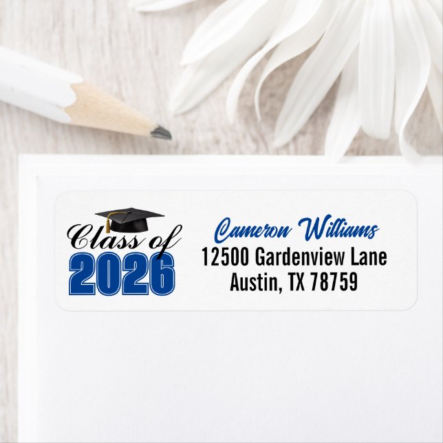 Blue Class of 2026 Graduation Return Address Label (Insitu)