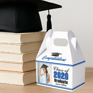 Blue Class of 2026 Photo Graduation Party Favour Box
