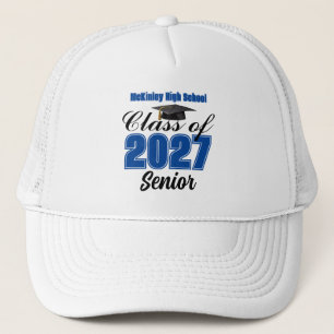 Blue Class of 2027 Senior Custom High School Trucker Hat
