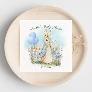 Blue Classic Bunny Peter Baby Shower Paper Napkins