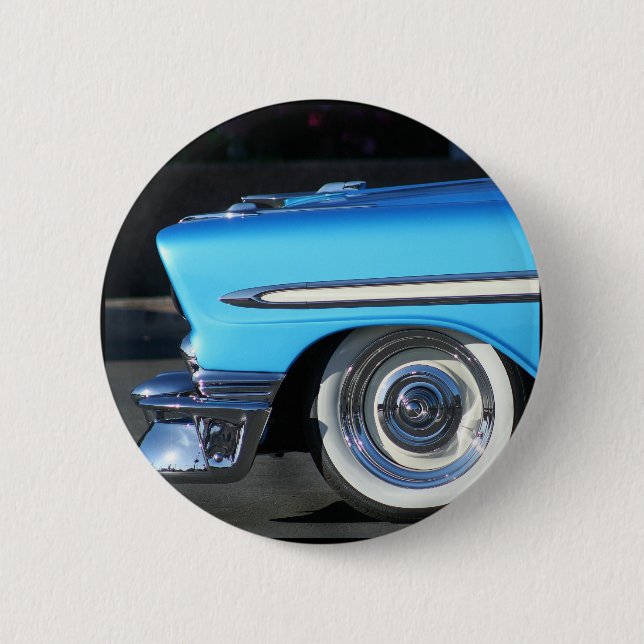 Blue Classic Car 6 Cm Round Badge (Front)
