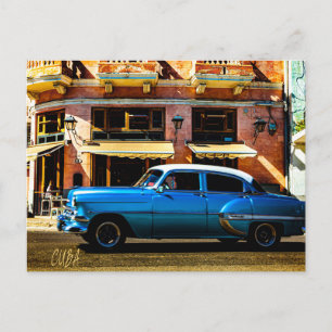 Blue Classic Car Postcard