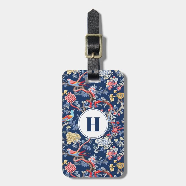 Blue Classic Chinoiserie Luggage Tag (Front Vertical)