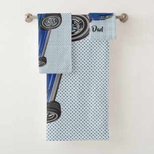 Blue Classic Corvette  Design Bath Towel Set