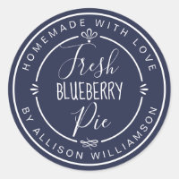 Blue Classic Homemade Blueberry Pie Label