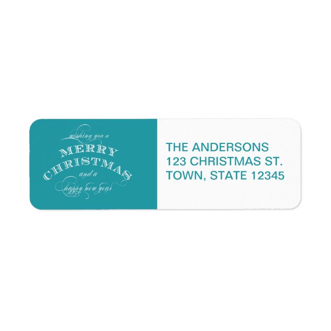 BLUE CLASSIC MERRY CHRISTMAS RETURN ADDRESS RETURN ADDRESS LABEL (Front)