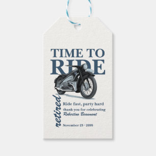 Blue Classic Motorbike Ride Fast Retirement Party Gift Tags
