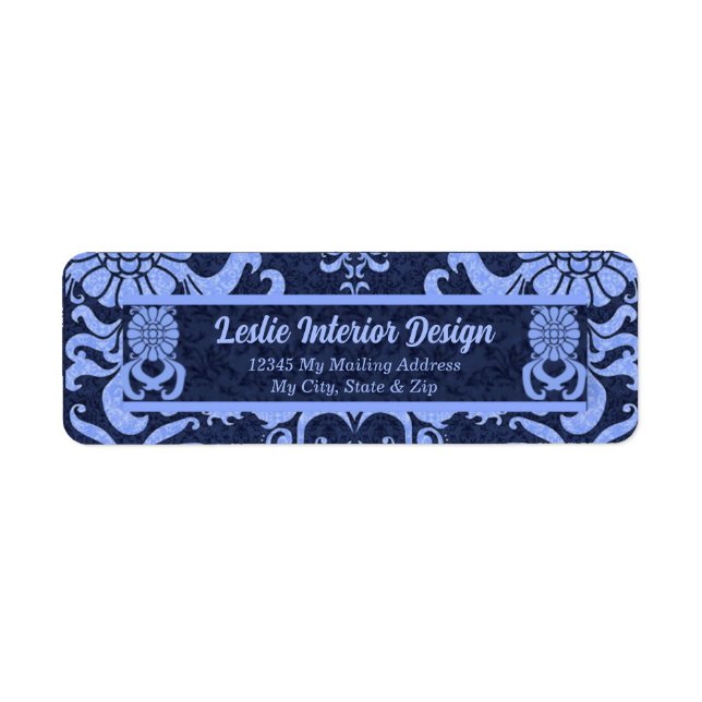 Blue Classic Swirls Return Address Label (Front)