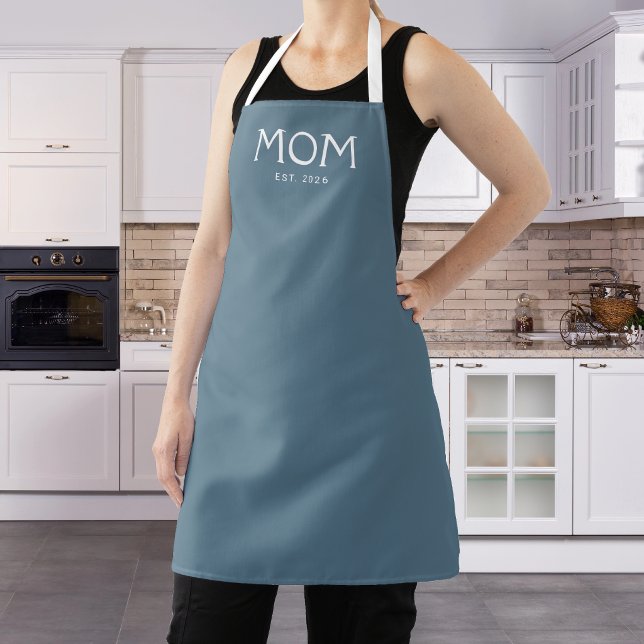 Blue Classic Typography Mum Established Apron (Creator Uploaded)