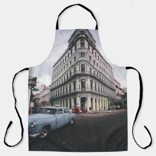 Blue Classic Vintage Car Cityscape Apron