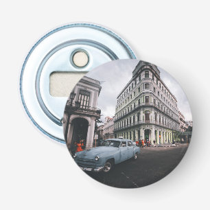 Blue Classic Vintage Car Cityscape         Bottle Opener