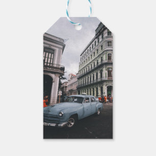 Blue Classic Vintage Car Cityscape Gift Tags