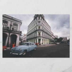Blue Classic Vintage Car Cityscape Stationery