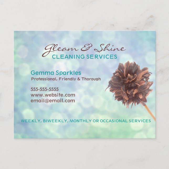 Blue Cleaning Services Business card postcard (Front)