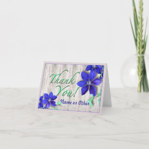Blue Clematis Custom Thank You Note Card