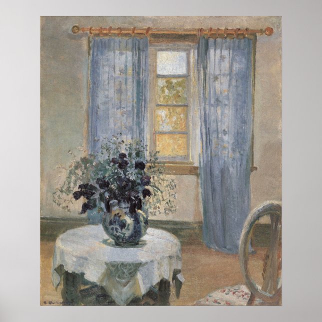 Blue Clematis in the Artist's Studio, Anna Ancher Poster (Front)