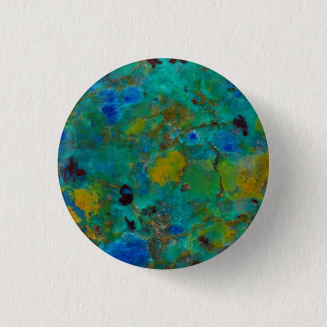 Blue Cliff Chrysocolla 3 Cm Round Badge (Front)