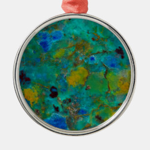 Blue Cliff Chrysocolla Metal Ornament