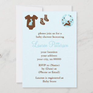 Blue Clothes Boy Baby Shower Invitation