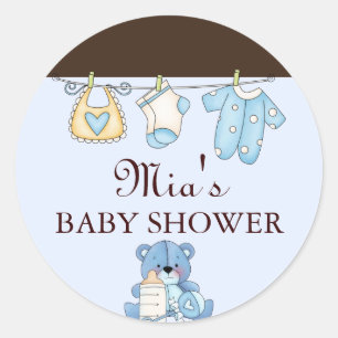 Blue Clothesline Baby Shower Sticker