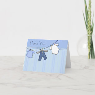 Blue Clothesline Baby Thank You Cards