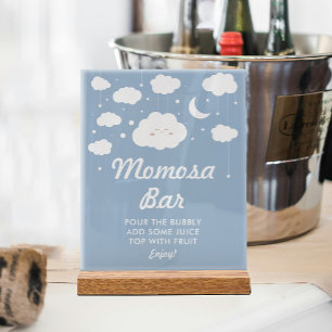 Blue Cloud 9 Baby Shower Momosa Bar Acrylic Sign