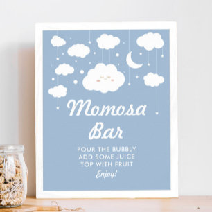 Blue Cloud 9 Baby Shower Momosa Poster
