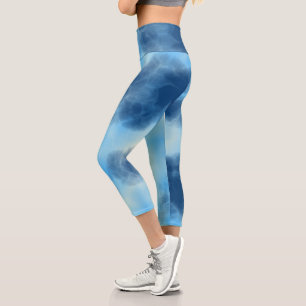 Blue Cloud Abstract Capri Leggings
