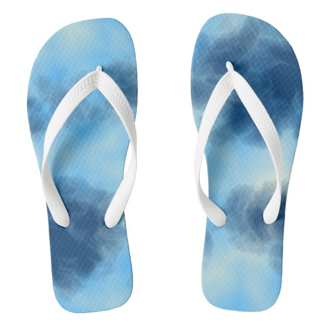Blue Cloud Abstract Thongs (Footbed)
