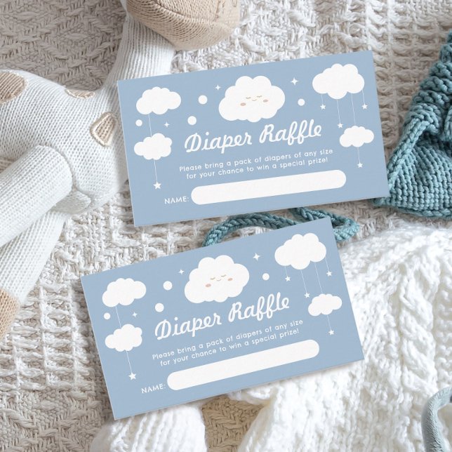 Blue Cloud Baby Shower Diaper Raffle Ticket Enclosure Card (Creator Uploaded)
