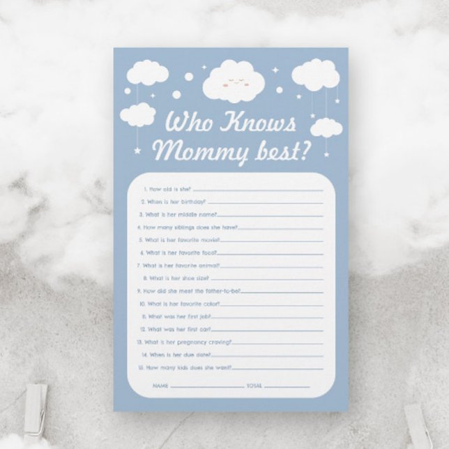  Blue Cloud Baby Shower Game Who Knows Mummy Best (Creator Uploaded)