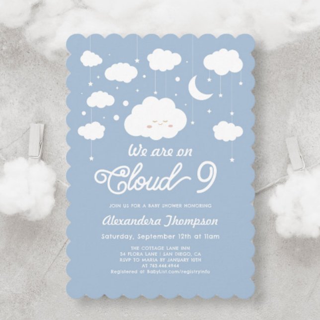 Blue Cloud Baby Shower  Invitation (Creator Uploaded)