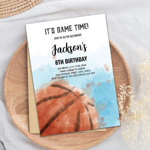 Blue Cloud Basketball Birthday Invitation