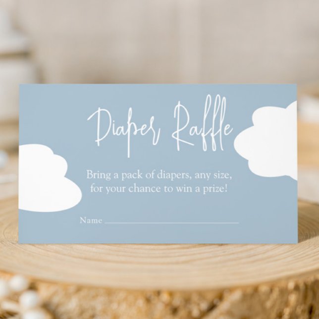 Blue Cloud Diaper Raffle Baby Shower Enclosure Card (Creator Uploaded)