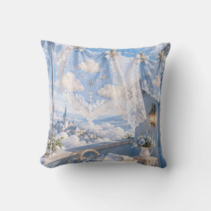Blue Cloud Lace Laundry Sky Balcony Cushion