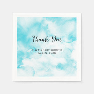 Blue Cloud Nine Watercolor Baby Shower Napkin