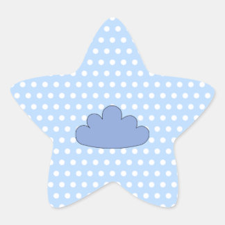 Blue Cloud on Blue and White Polka Dots. Star Sticker