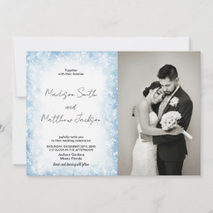 Blue Cloud Snows Wedding Invitations with photo