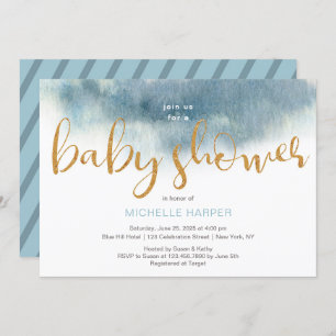 Blue Clouds Baby Boy Shower Invitation