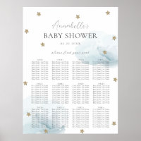 Blue Clouds & Gold Stars Baby Shower Seating Chart