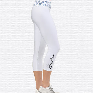 Blue Clouds Om Symbol High Waisted Capri Leggings