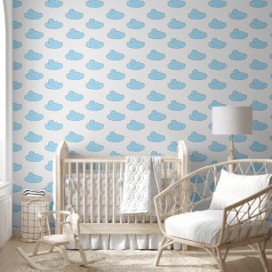 Blue Clouds On White Wallpaper