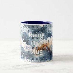 Blue Clouds Rainy Day  Two-Tone Coffee Mug