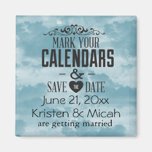 Blue Clouds Save the Date Magnet