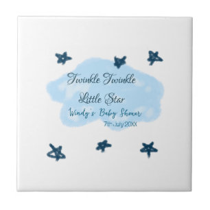 Blue clouds twinkle Twinkle Little Star baby showe Ceramic Tile
